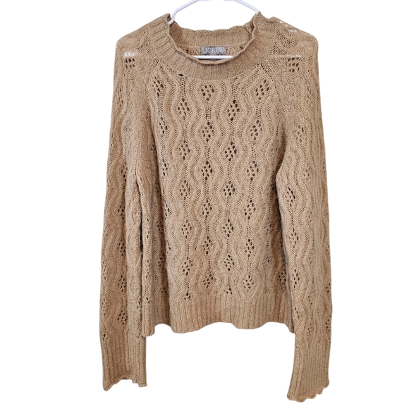 J. Crew Sweaters - J. Crew Eyelash Knit Eyelet Pullover Alpaca Wool Blend Tan Sweater